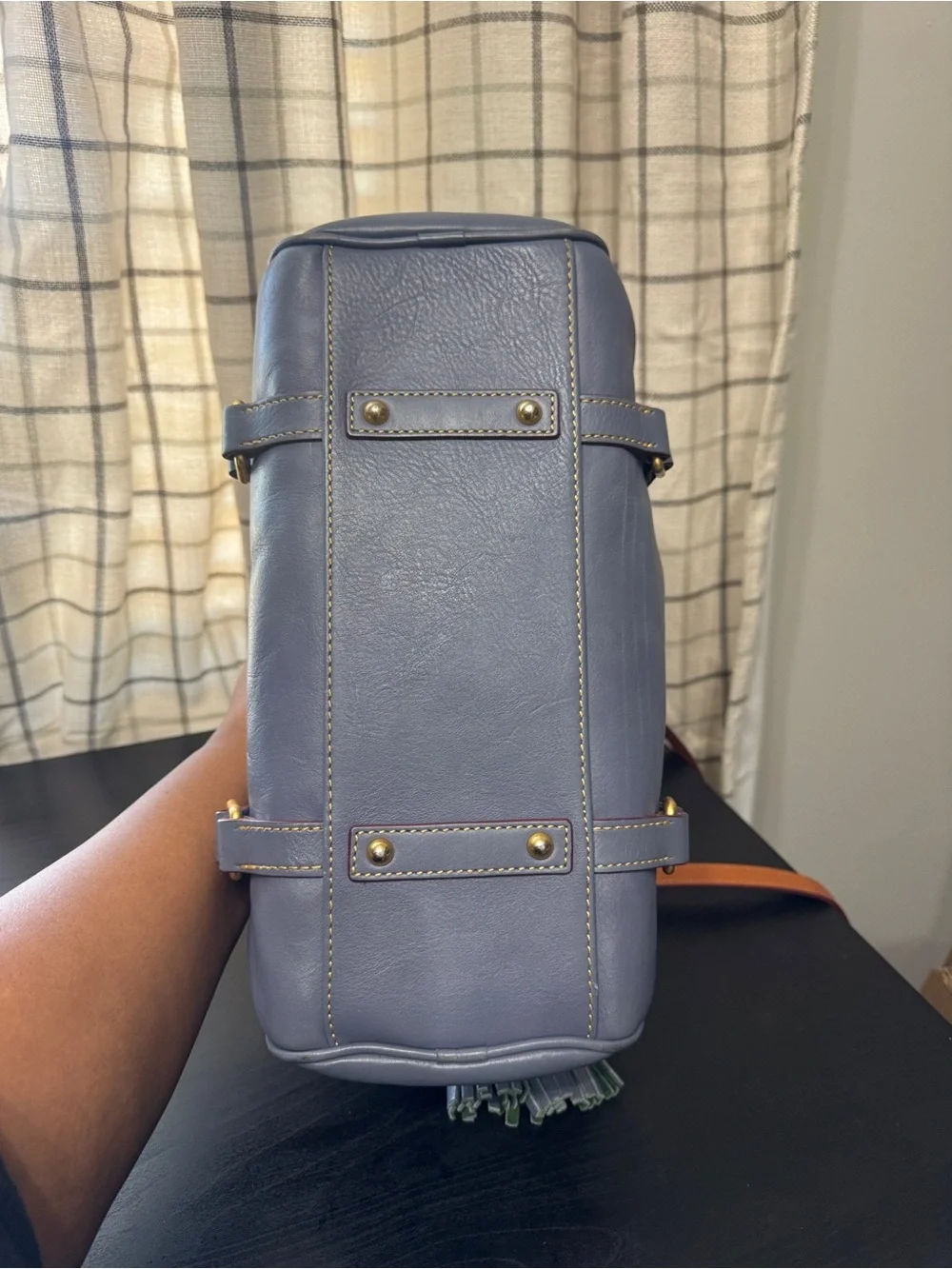 Dooney & Bourke Steel Blue Florentine Leather Satchel
